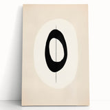 Minimalist Wall Decor – Black Oval and Line Art on Cream Canvas Print