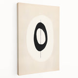 Minimalist Wall Decor – Black Oval and Line Art on Cream Canvas Print