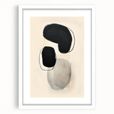Abstract Wall Art – Organic Black Shapes on Beige Minimalist Canvas