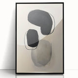 Abstract Wall Art – Organic Black Shapes on Beige Minimalist Canvas