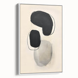 Abstract Wall Art – Organic Black Shapes on Beige Minimalist Canvas
