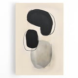 Abstract Wall Art – Organic Black Shapes on Beige Minimalist Canvas