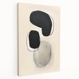 Abstract Wall Art – Organic Black Shapes on Beige Minimalist Canvas