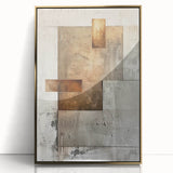 Earth Tone Art – Textured Geometric Abstract in Beige and Burnt Orange