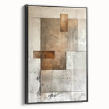 Earth Tone Art – Textured Geometric Abstract in Beige and Burnt Orange