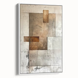 Earth Tone Art – Textured Geometric Abstract in Beige and Burnt Orange