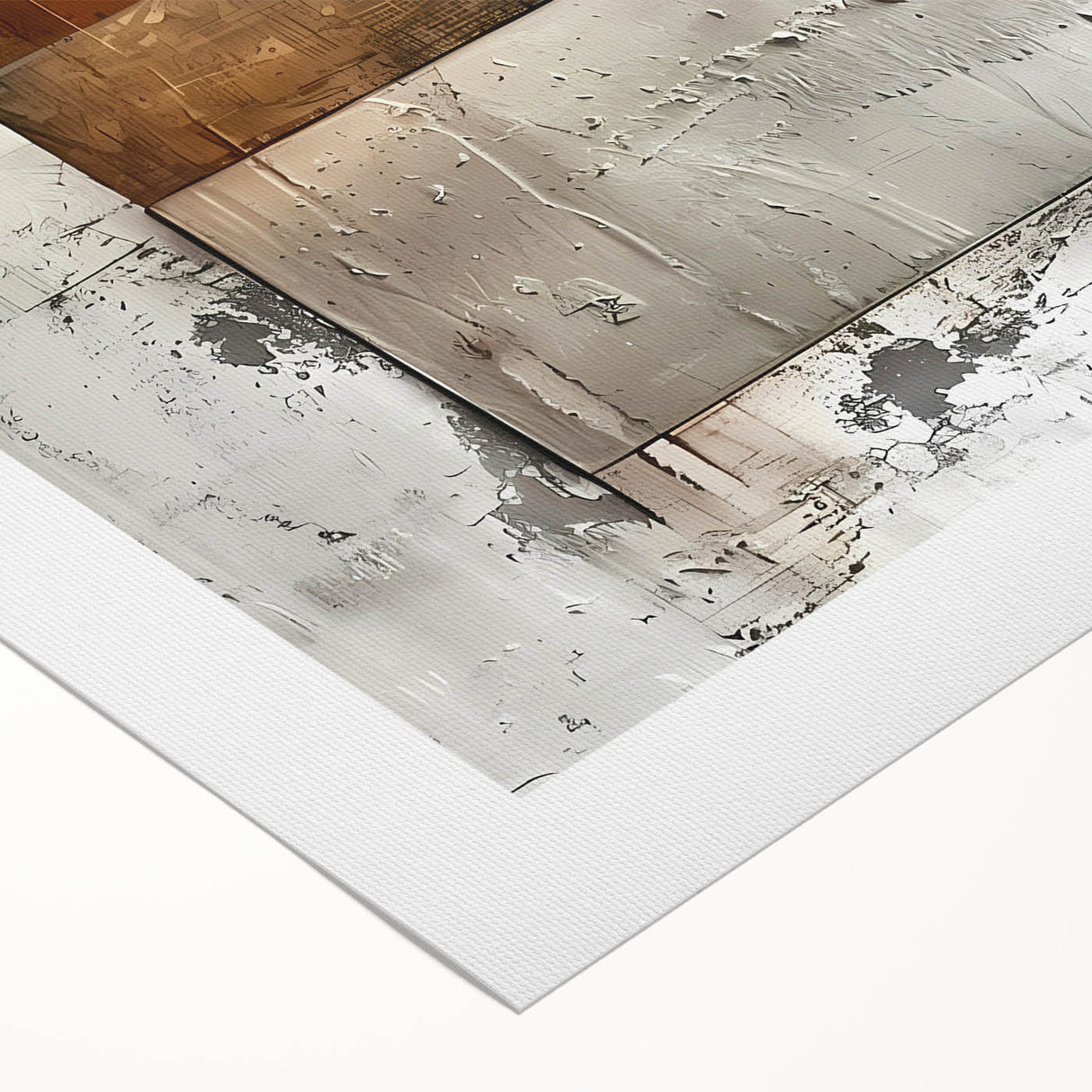Earth Tone Art – Textured Geometric Abstract in Beige and Burnt Orange