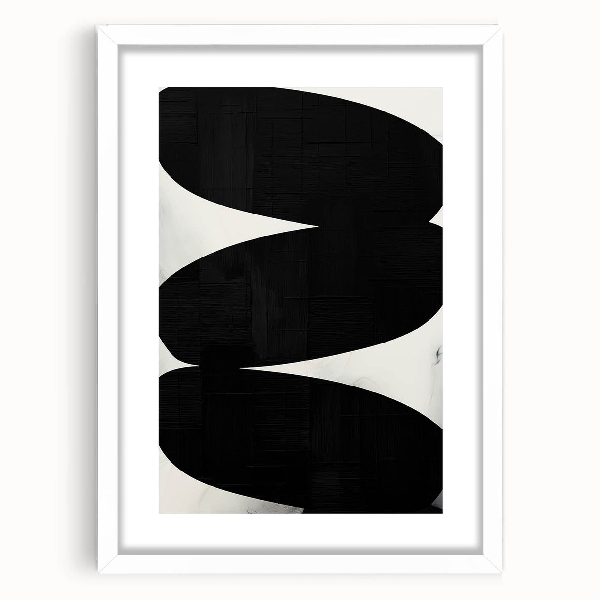 Modern Abstract Art – Bold Black Organic Shapes on White Canvas