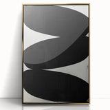 Modern Abstract Art – Bold Black Organic Shapes on White Canvas