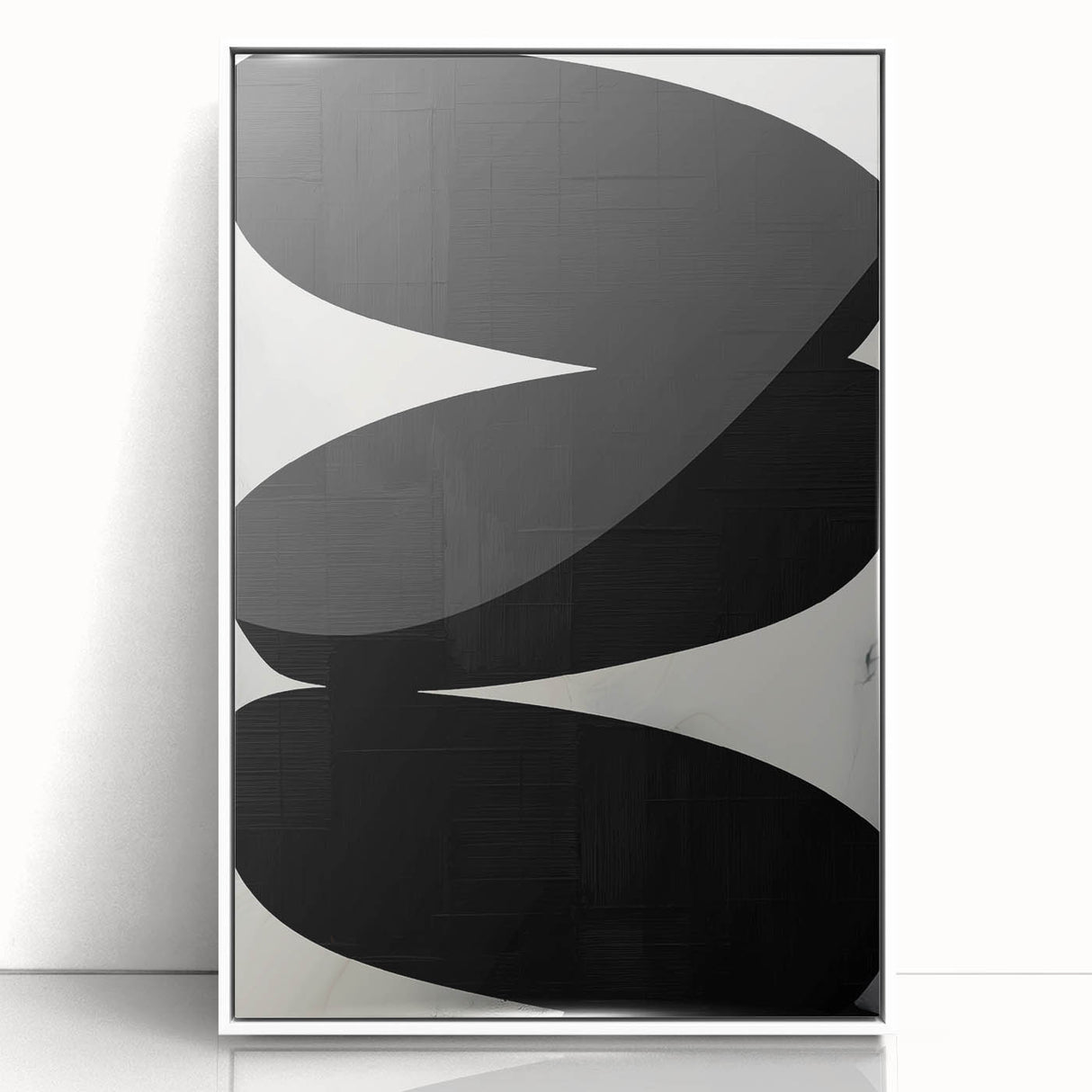 Modern Abstract Art – Bold Black Organic Shapes on White Canvas