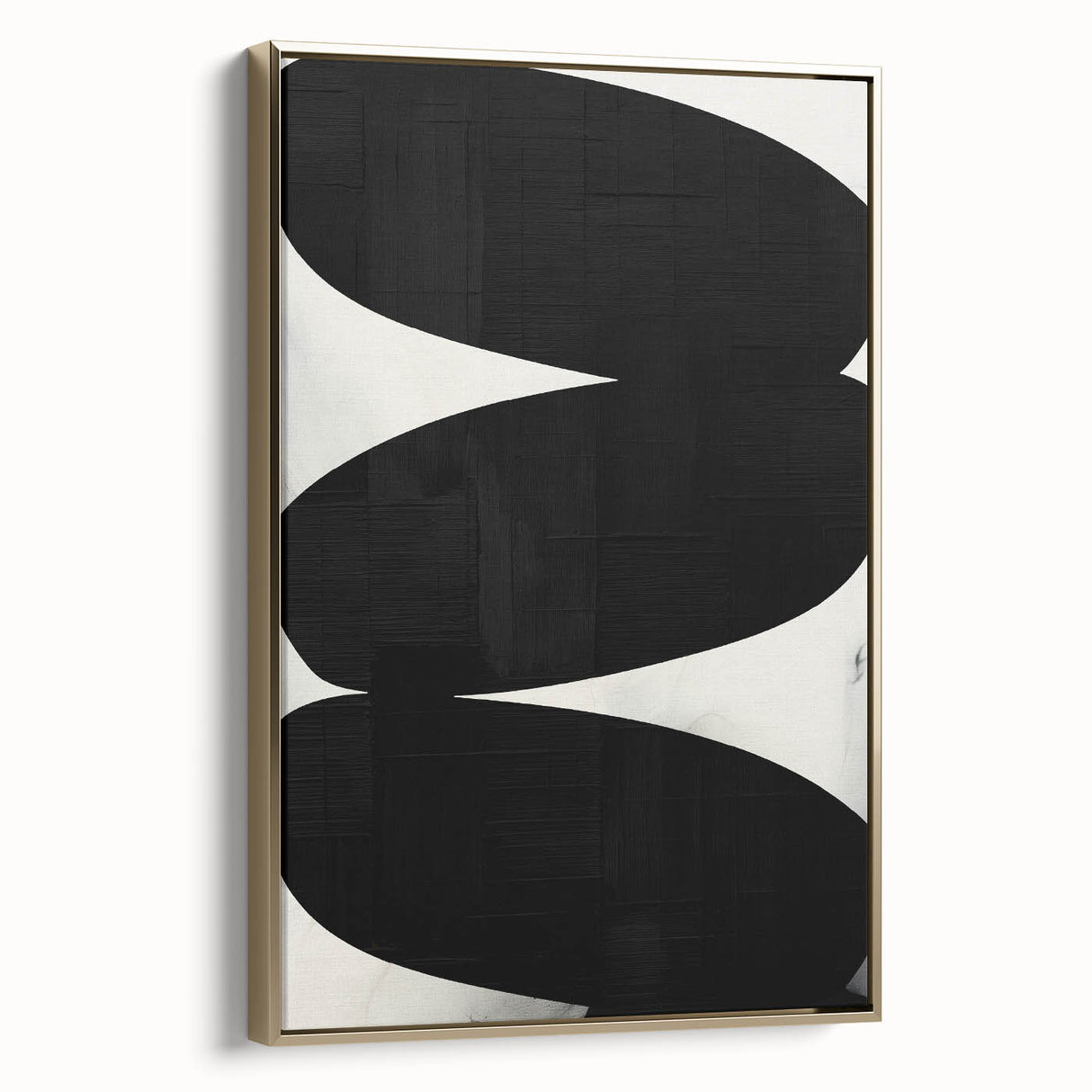 Modern Abstract Art – Bold Black Organic Shapes on White Canvas