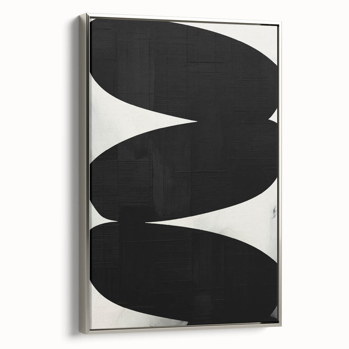 Modern Abstract Art – Bold Black Organic Shapes on White Canvas