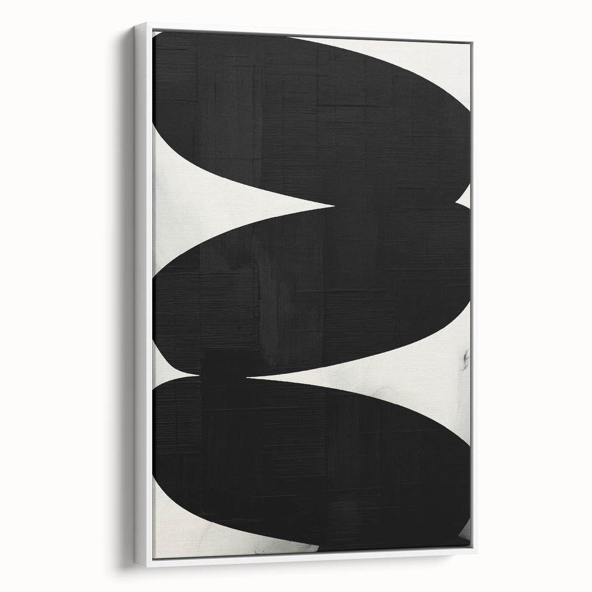 Modern Abstract Art – Bold Black Organic Shapes on White Canvas