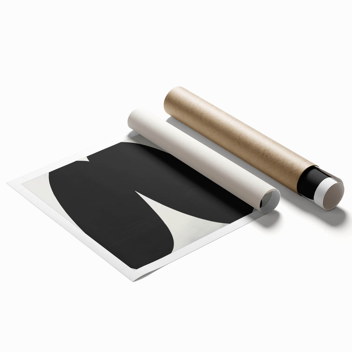 Modern Abstract Art – Bold Black Organic Shapes on White Canvas