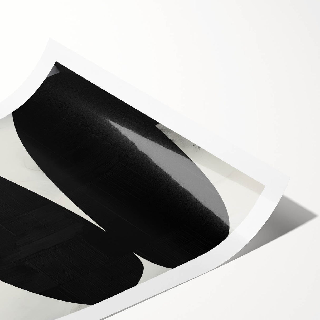 Modern Abstract Art – Bold Black Organic Shapes on White Canvas