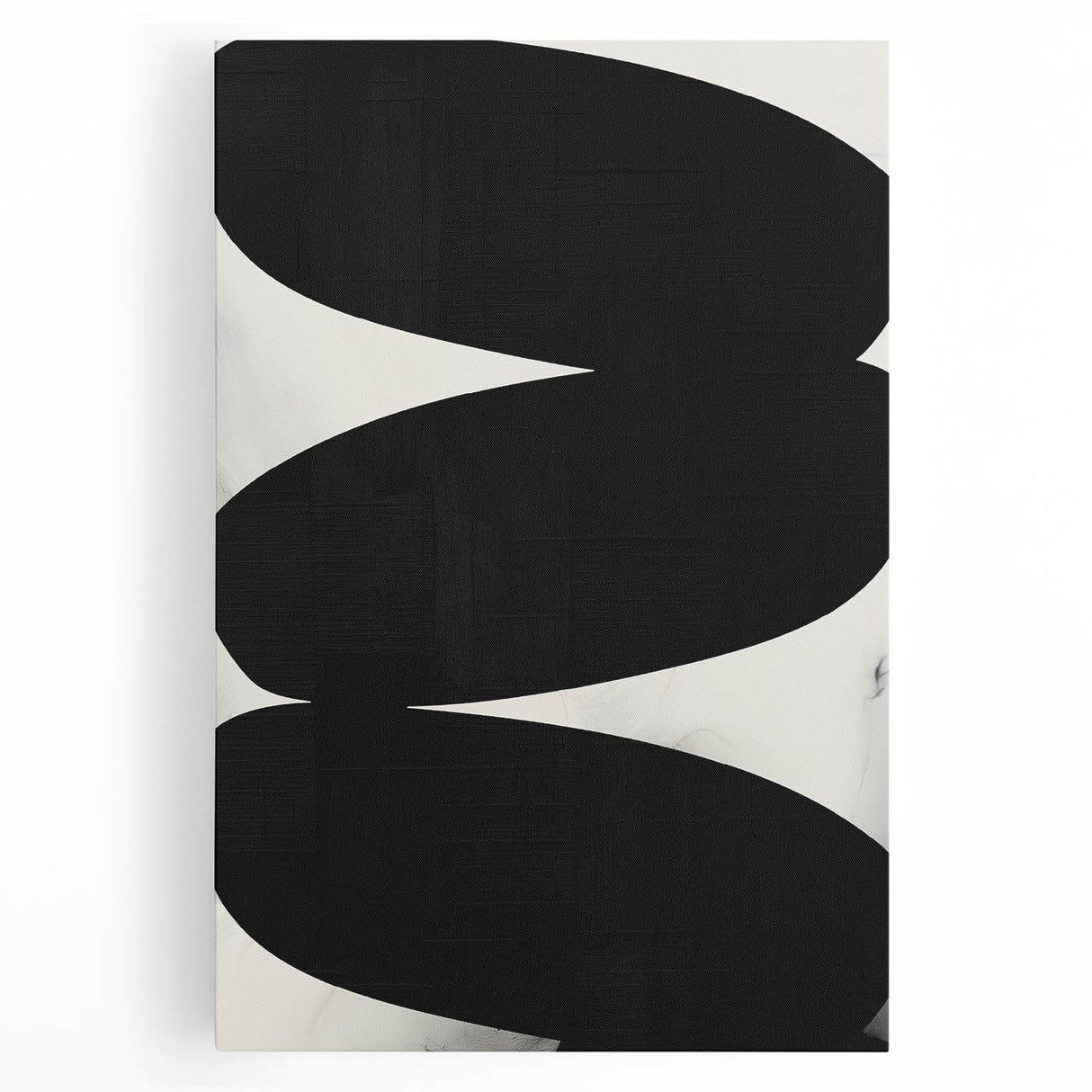 Modern Abstract Art – Bold Black Organic Shapes on White Canvas