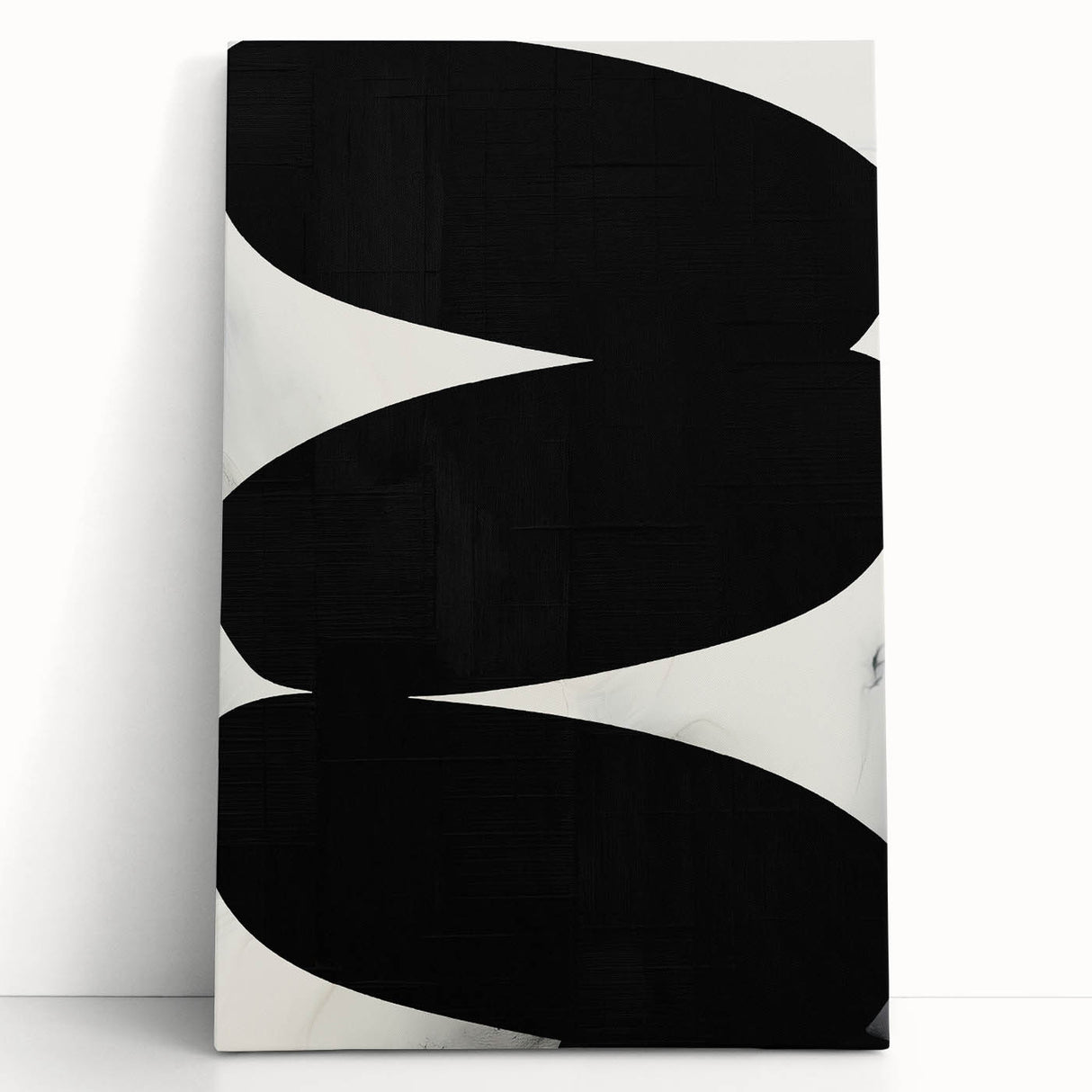 Modern Abstract Art – Bold Black Organic Shapes on White Canvas