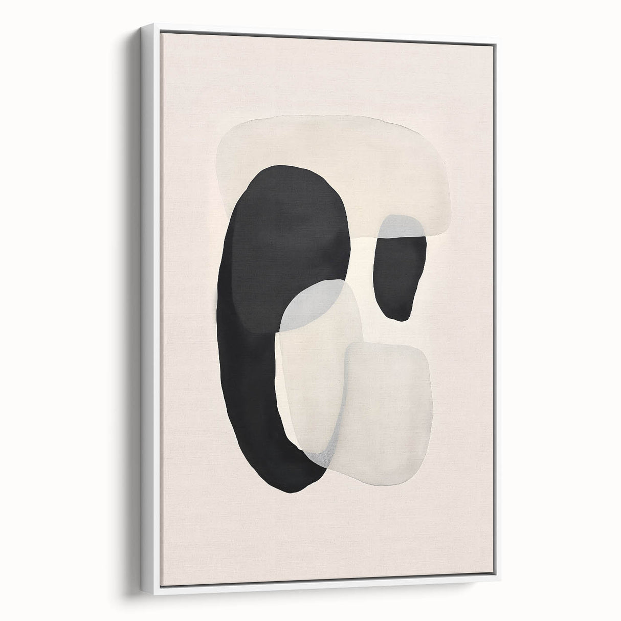 Neutral Abstract Prints – Layered Organic Shapes in Beige and Black