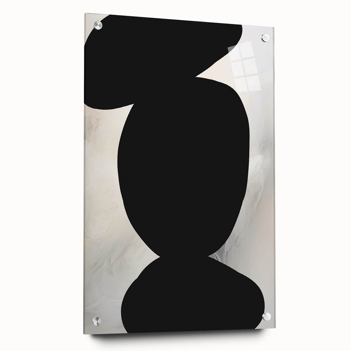 Modern Abstract Art – Bold Black Organic Shapes on White Canvas