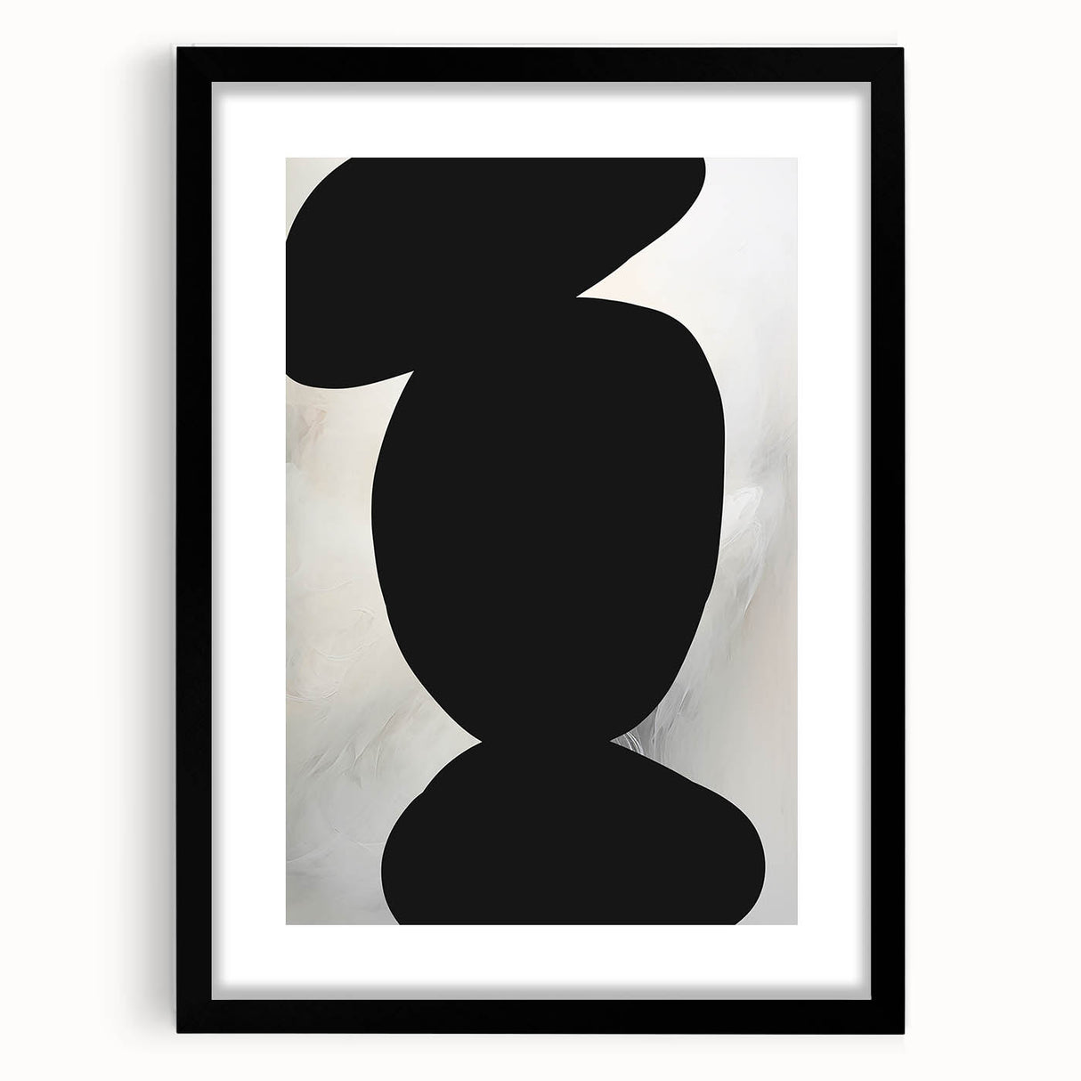 Modern Abstract Art – Bold Black Organic Shapes on White Canvas