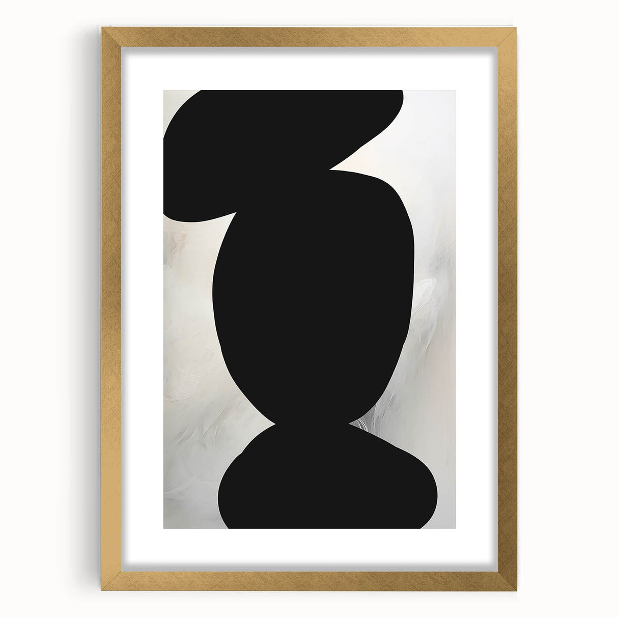 Modern Abstract Art – Bold Black Organic Shapes on White Canvas