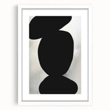 Modern Abstract Art – Bold Black Organic Shapes on White Canvas