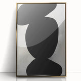 Modern Abstract Art – Bold Black Organic Shapes on White Canvas