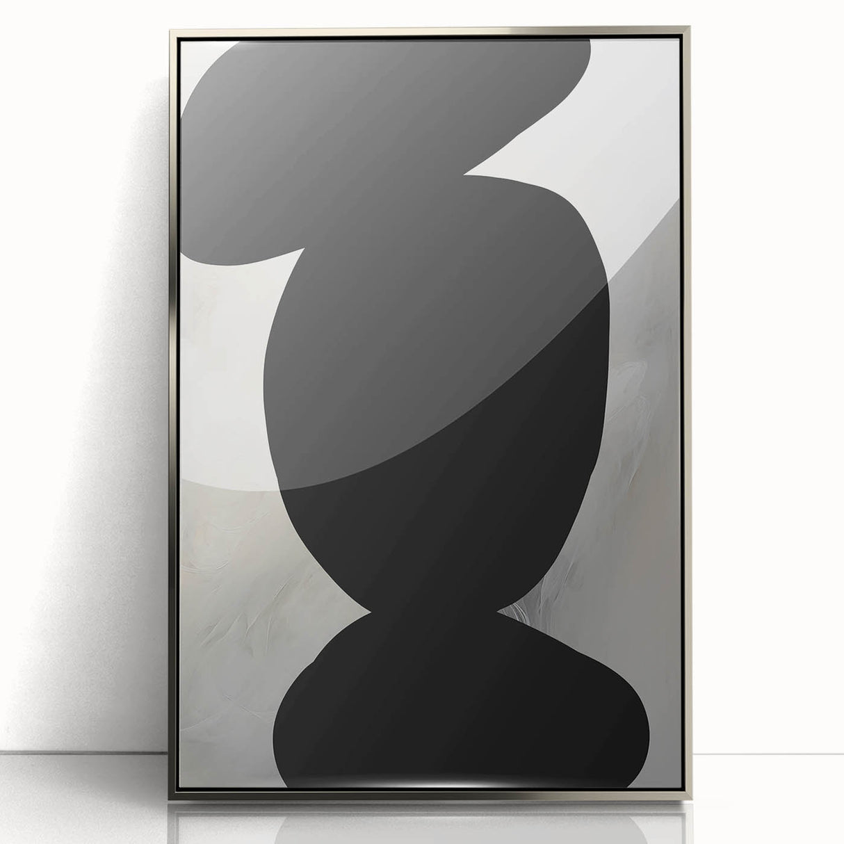 Modern Abstract Art – Bold Black Organic Shapes on White Canvas