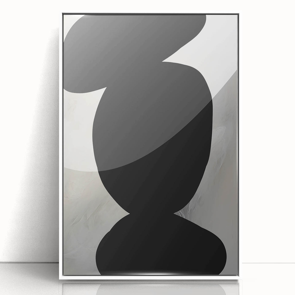 Modern Abstract Art – Bold Black Organic Shapes on White Canvas