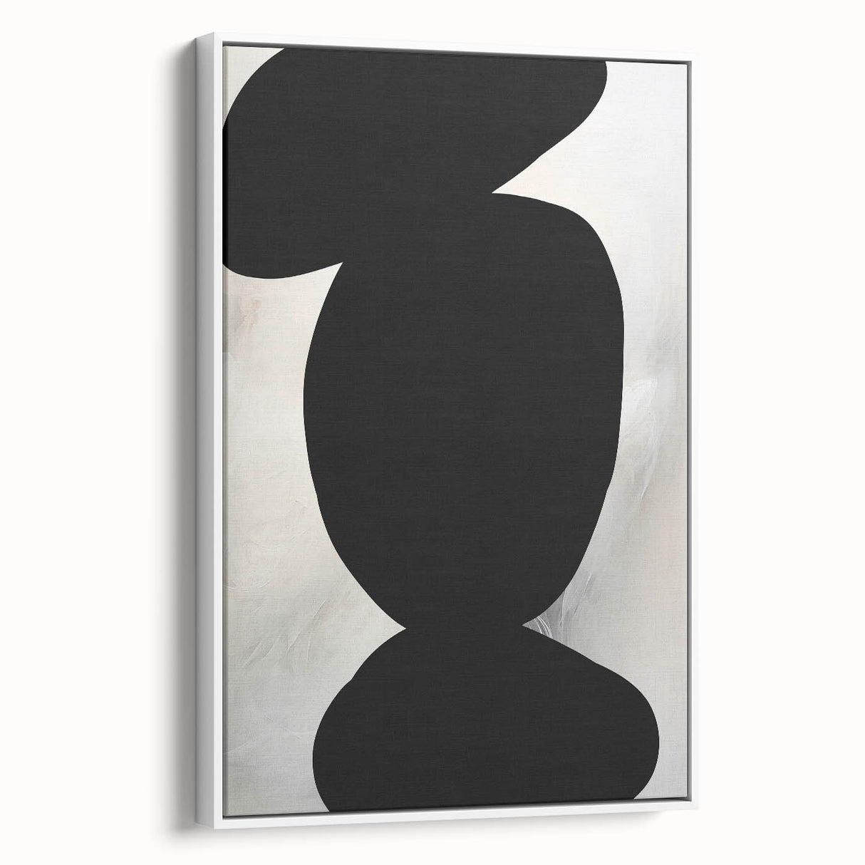 Modern Abstract Art – Bold Black Organic Shapes on White Canvas