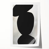 Modern Abstract Art – Bold Black Organic Shapes on White Canvas