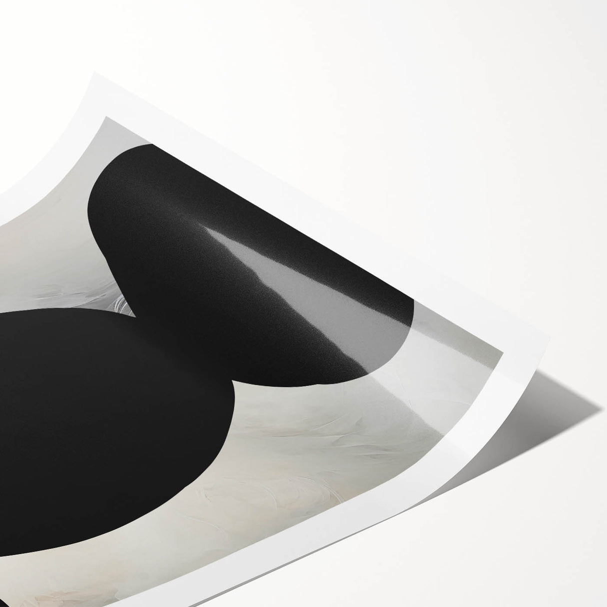 Modern Abstract Art – Bold Black Organic Shapes on White Canvas