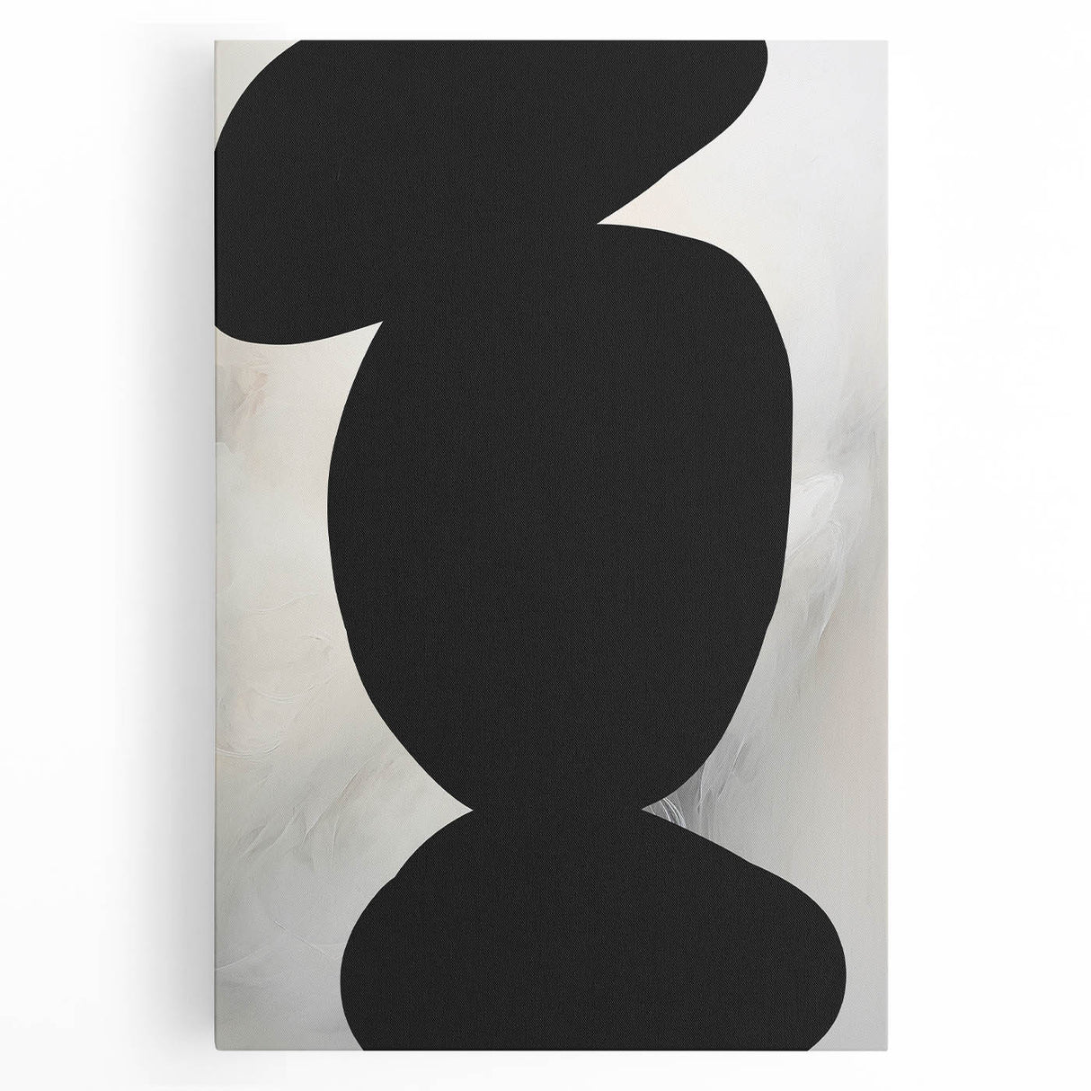 Modern Abstract Art – Bold Black Organic Shapes on White Canvas