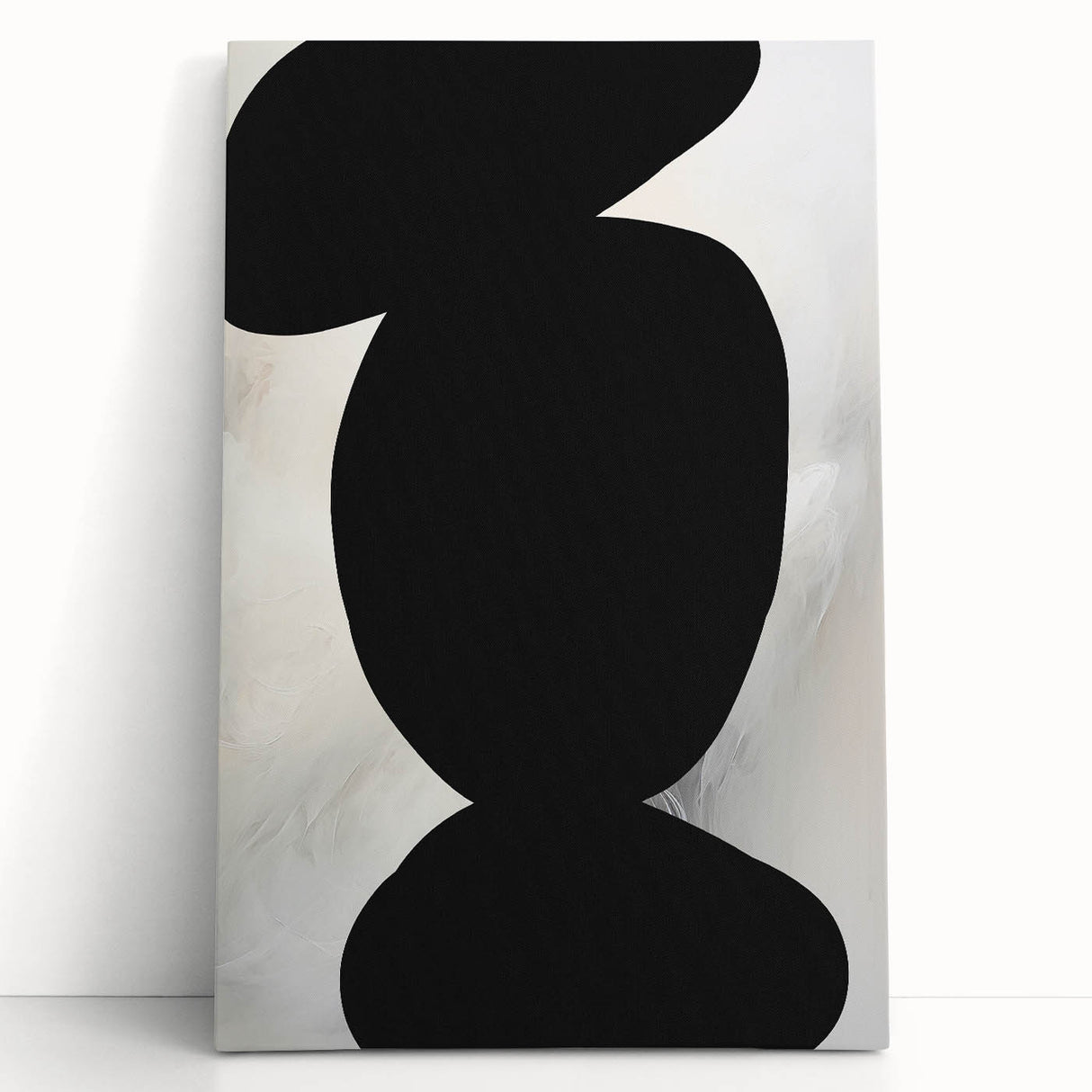 Modern Abstract Art – Bold Black Organic Shapes on White Canvas