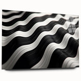 Modern Abstract Canvas Prints – 3D Black & White Wave Pattern