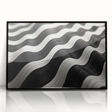 Modern Abstract Canvas Prints – 3D Black & White Wave Pattern