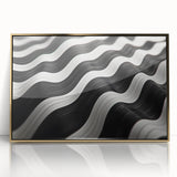 Modern Abstract Canvas Prints – 3D Black & White Wave Pattern