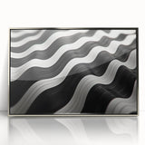 Modern Abstract Canvas Prints – 3D Black & White Wave Pattern