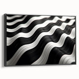 Modern Abstract Canvas Prints – 3D Black & White Wave Pattern