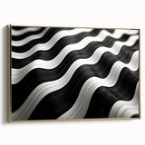 Modern Abstract Canvas Prints – 3D Black & White Wave Pattern