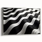Modern Abstract Canvas Prints – 3D Black & White Wave Pattern