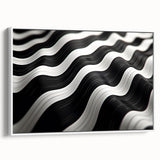Modern Abstract Canvas Prints – 3D Black & White Wave Pattern
