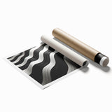 Modern Abstract Canvas Prints – 3D Black & White Wave Pattern