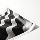 Modern Abstract Canvas Prints – 3D Black & White Wave Pattern