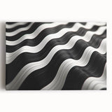 Modern Abstract Canvas Prints – 3D Black & White Wave Pattern
