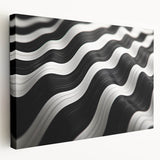 Modern Abstract Canvas Prints – 3D Black & White Wave Pattern