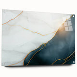 Contemporary Luxury Abstract Painting – White & Dark Blue Art