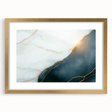 Contemporary Luxury Abstract Painting – White & Dark Blue Art