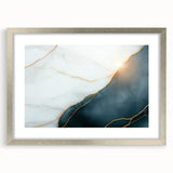 Contemporary Luxury Abstract Painting – White & Dark Blue Art