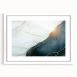 Contemporary Luxury Abstract Painting – White & Dark Blue Art